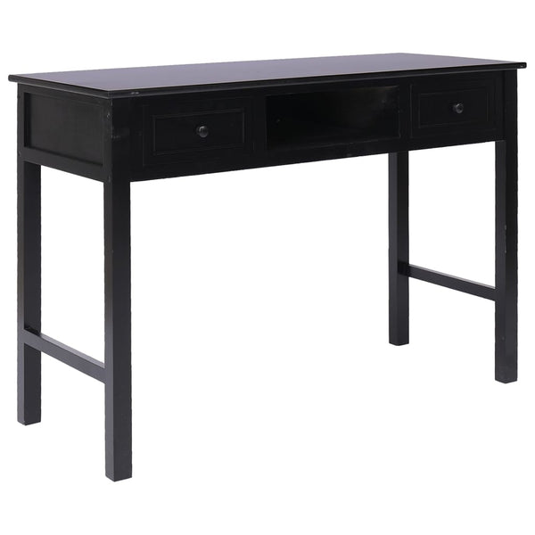 vidaXL Desk Black 108x45x76 cm Solid Paulownia Wood
