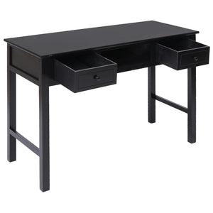 vidaXL Desk Black 108x45x76 cm Solid Paulownia Wood