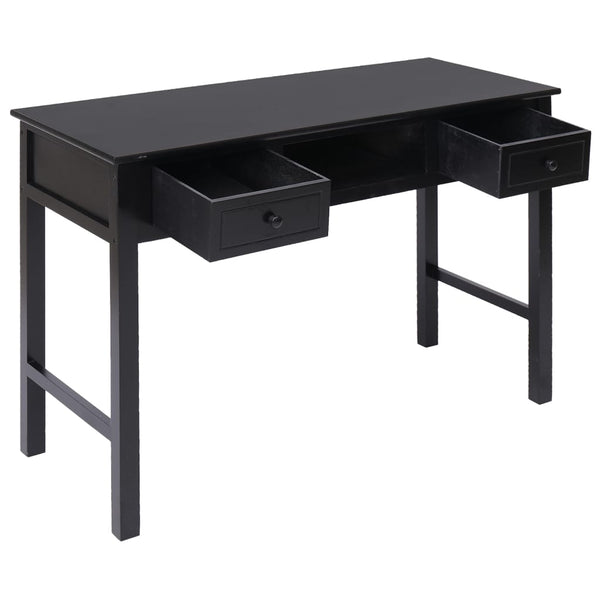 vidaXL Desk Black 108x45x76 cm Solid Paulownia Wood