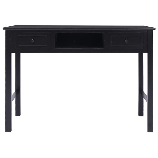vidaXL Desk Black 108x45x76 cm Solid Paulownia Wood