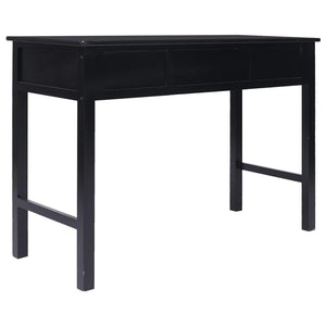 vidaXL Desk Black 108x45x76 cm Solid Paulownia Wood