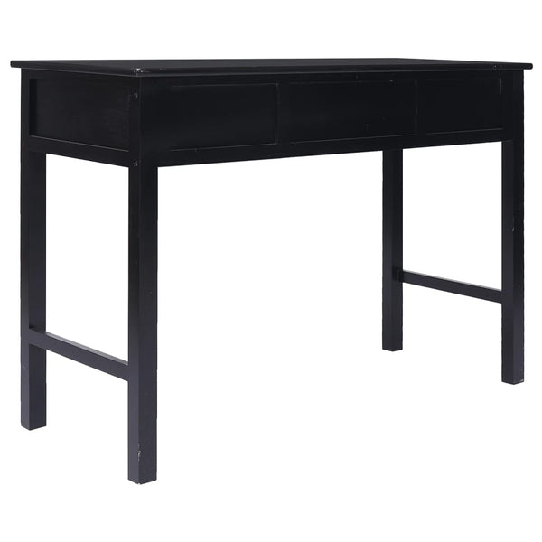 vidaXL Desk Black 108x45x76 cm Solid Paulownia Wood