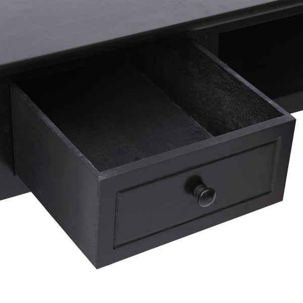 vidaXL Desk Black 108x45x76 cm Solid Paulownia Wood