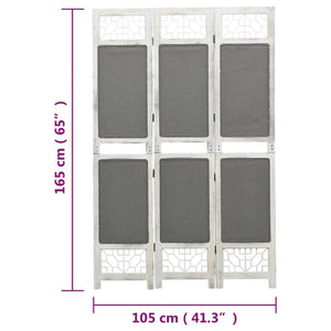 vidaXL 3-Panel Room Divider Grey 105x165 cm Fabric