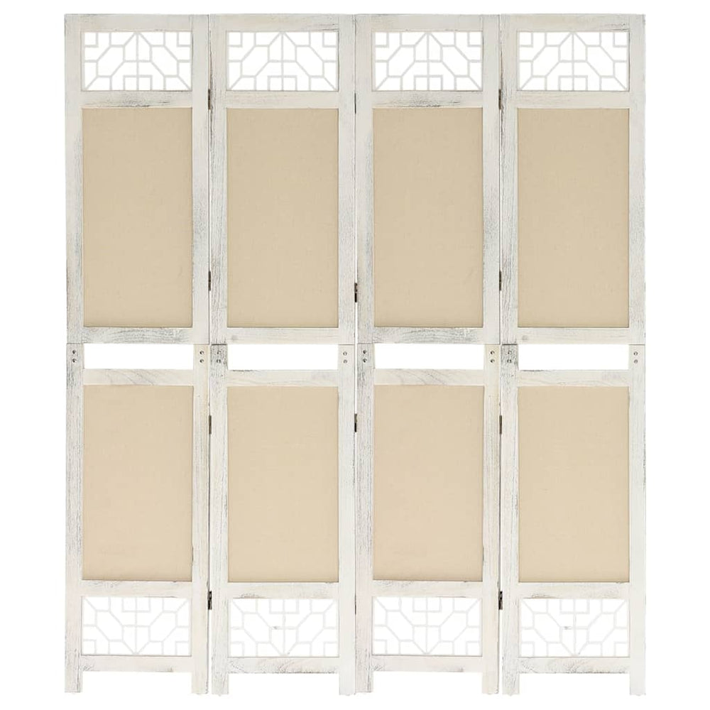 vidaXL 4-Panel Room Divider Cream 140x165 cm Fabric