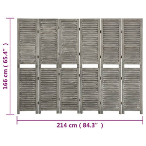 vidaXL 6-Panel Room Divider Grey 214x166 cm Solid Wood