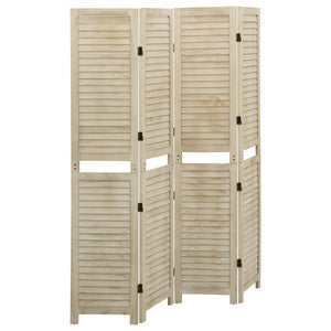 vidaXL 4-Panel Room Divider 140x165 cm Solid Paulownia Wood