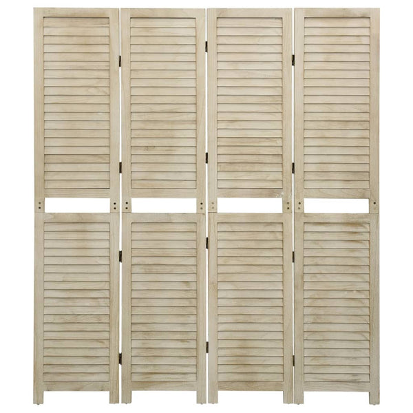 vidaXL 4-Panel Room Divider 140x165 cm Solid Paulownia Wood