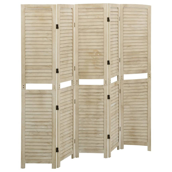 vidaXL 5-Panel Room Divider 175x165 cm Solid Paulownia Wood