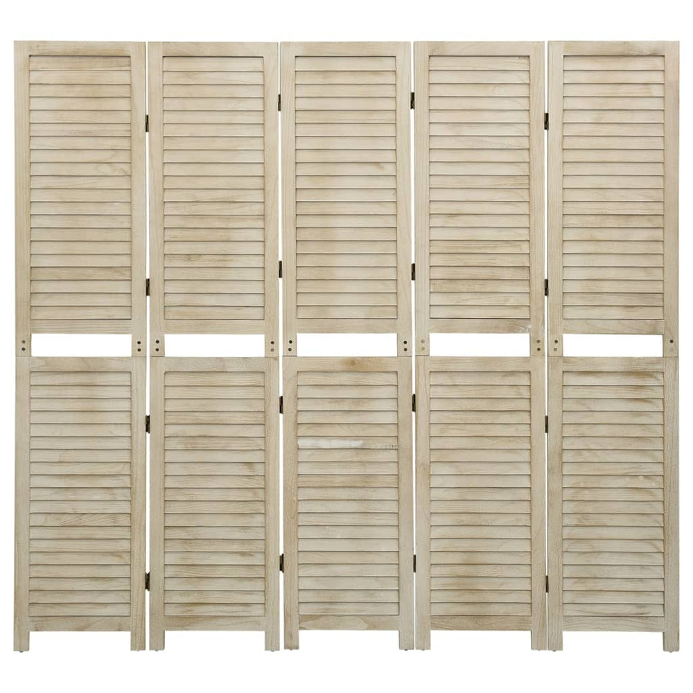vidaXL 5-Panel Room Divider 175x165 cm Solid Paulownia Wood