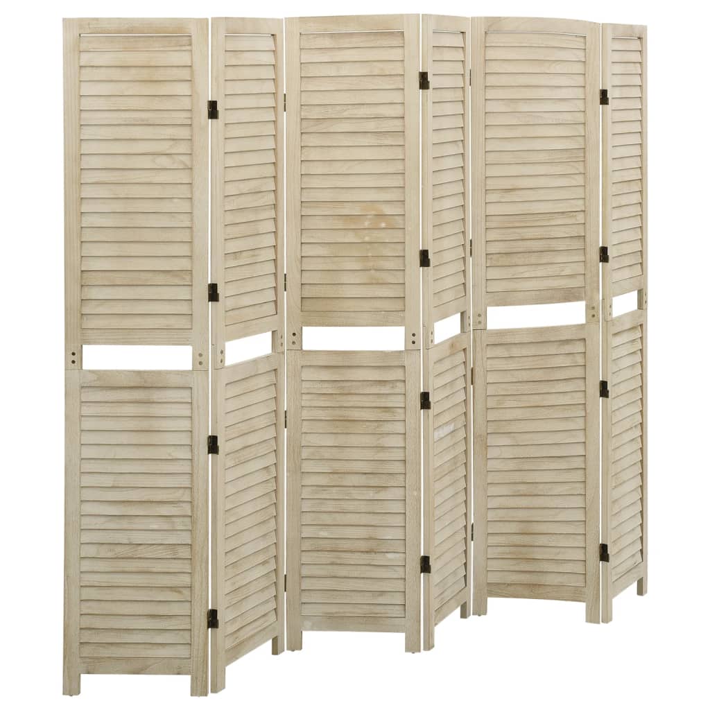 vidaXL 6-Panel Room Divider 210x165 cm Solid Paulownia Wood