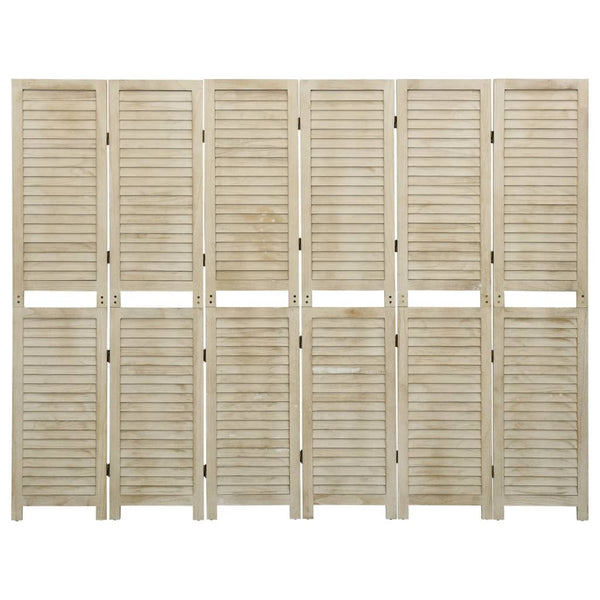 vidaXL 6-Panel Room Divider 210x165 cm Solid Paulownia Wood