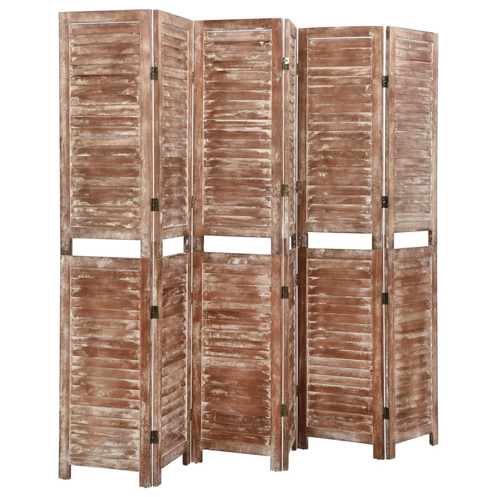 vidaXL 6-Panel Room Divider Brown 210x165 cm Solid Paulownia Wood