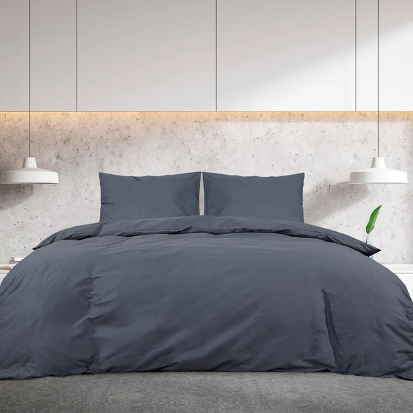 vidaXL Duvet Cover Set Anthracite 140x200 cm Lightweight Microfiber