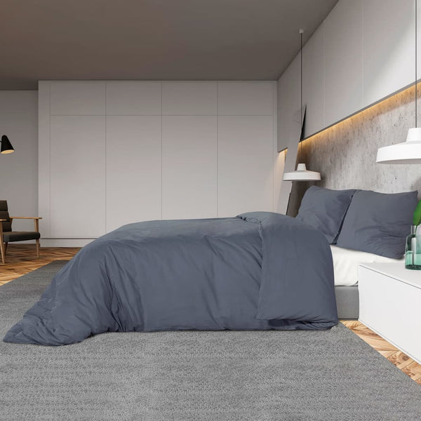 vidaXL Duvet Cover Set Anthracite 140x200 cm Lightweight Microfiber