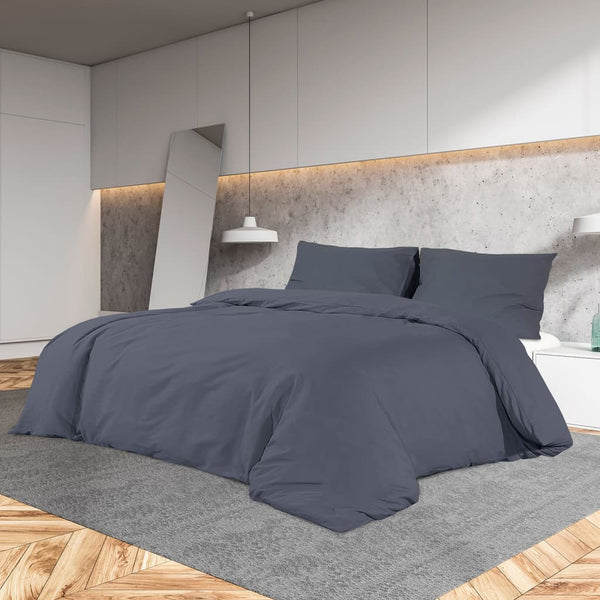 vidaXL Duvet Cover Set Anthracite 140x200 cm Lightweight Microfiber