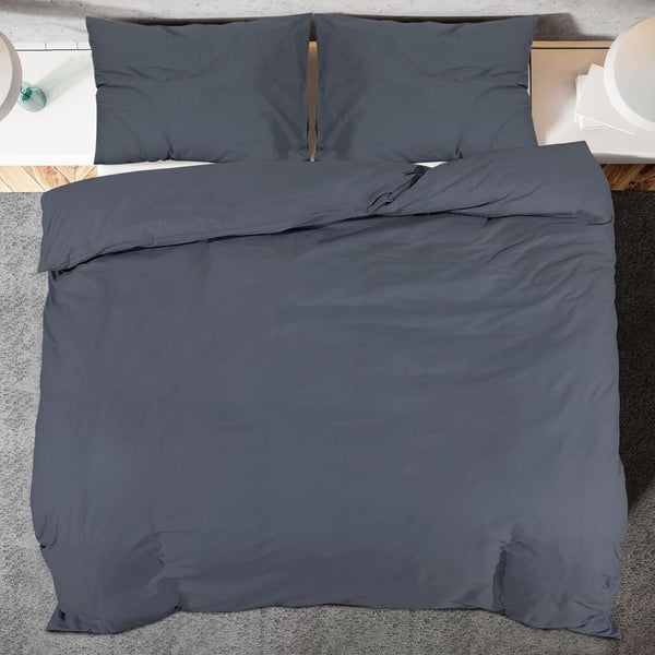 vidaXL Duvet Cover Set Anthracite 200x200 cm Lightweight Microfiber