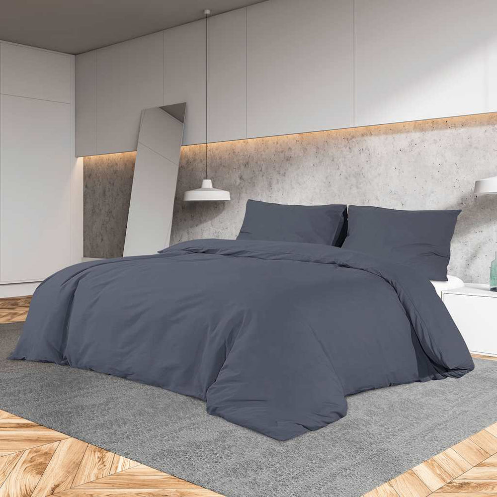 vidaXL Duvet Cover Set Anthracite 155x220 cm Lightweight Microfiber
