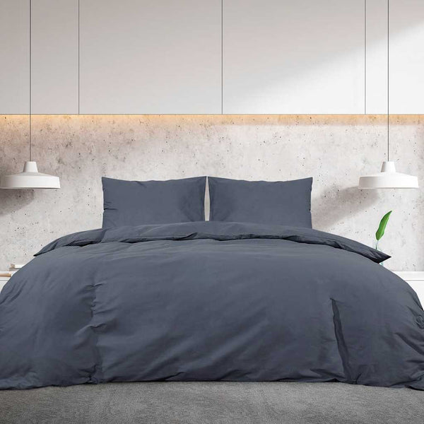 vidaXL Duvet Cover Set Anthracite 200x200 cm Lightweight Microfiber