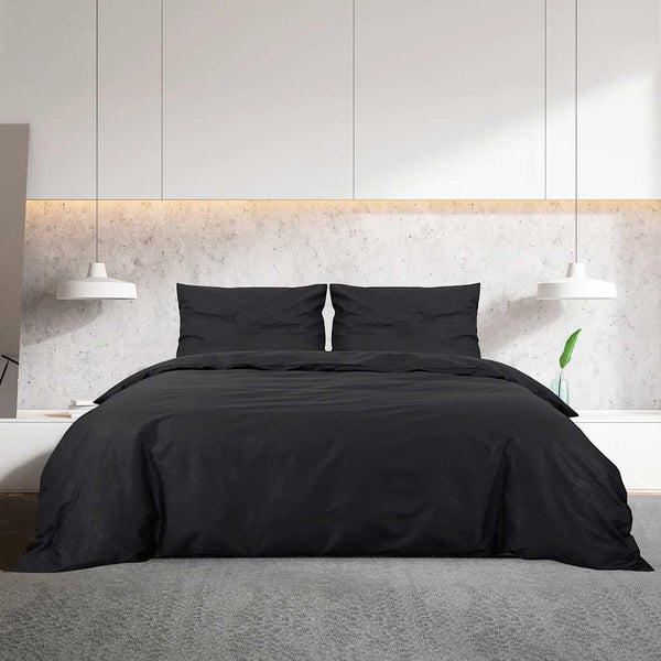 vidaXL Duvet Cover Set Black 140x200 cm Lightweight Microfiber