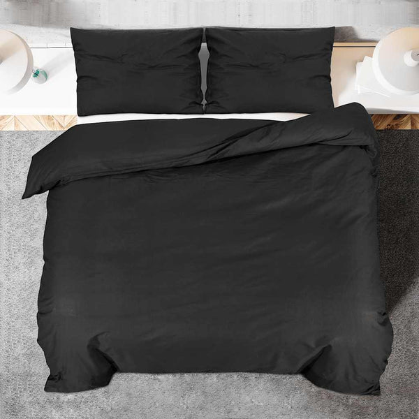 vidaXL Duvet Cover Set Black 140x200 cm Lightweight Microfiber