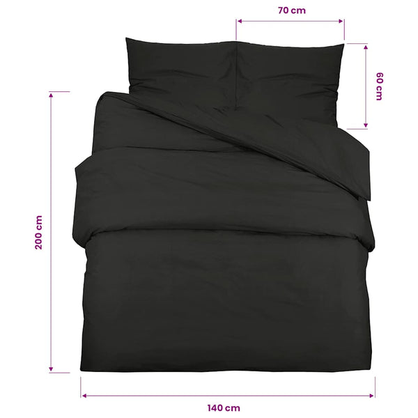 vidaXL Duvet Cover Set Black 140x200 cm Lightweight Microfiber