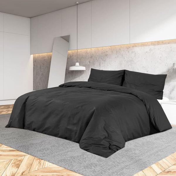 vidaXL Bedding Set Black 200x200 cm Lightweight Microfiber