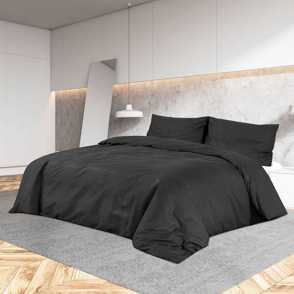 vidaXL Bed Linen Set Black 240x220 cm Lightweight Microfiber