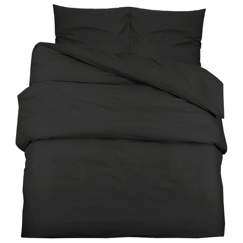 vidaXL Bedding Set Black 200x200 cm Lightweight Microfiber