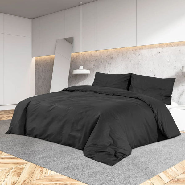 vidaXL Duvet Cover Set Black 260x240 cm Lightweight Microfiber