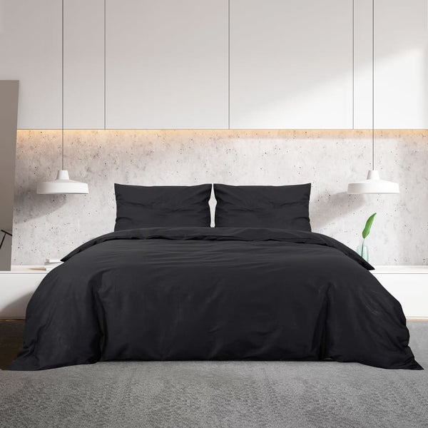 vidaXL Bed Linen Set Black 135x200 cm Lightweight Microfiber
