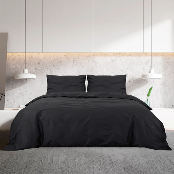 vidaXL Bed Linen Set Black 135x200 cm Lightweight Microfiber