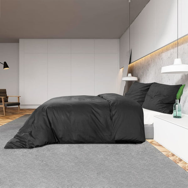 vidaXL Bedding Set Black 200x220 cm Lightweight Microfiber
