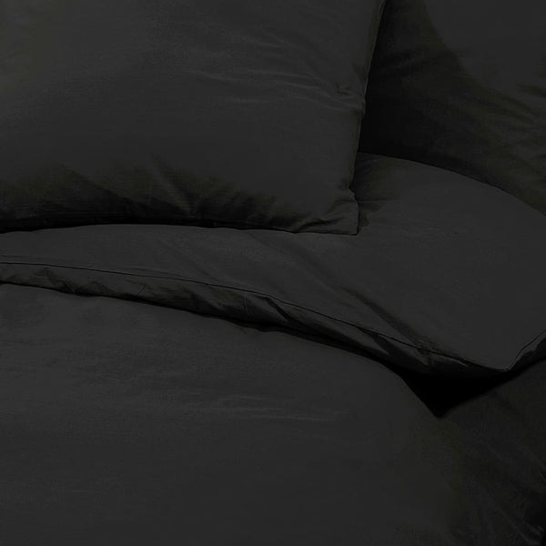 vidaXL Bedding Set Black 200x220 cm Lightweight Microfiber