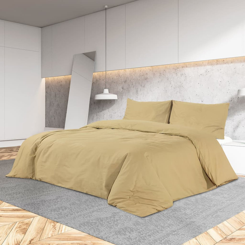 vidaXL Bedding Set Taupe 135x200 cm Lightweight Microfiber