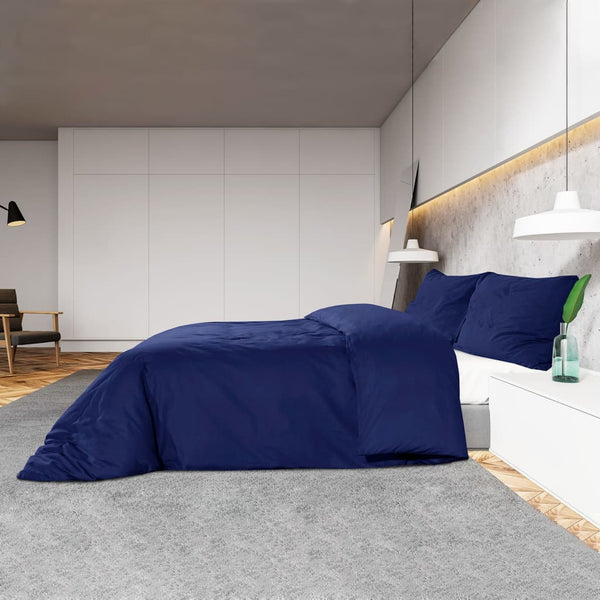 vidaXL Bedding Set Navy Blue 240x220 cm Lightweight Microfiber