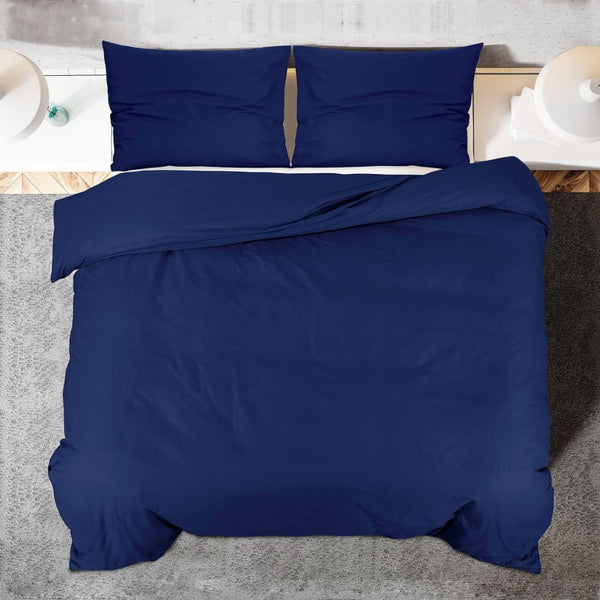 vidaXL Duvet Cover Set Navy Blue 140x200 cm Lightweight Microfiber
