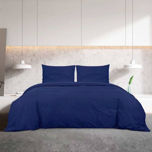 vidaXL Bedding Set Navy Blue 155x220 cm Lightweight Microfiber