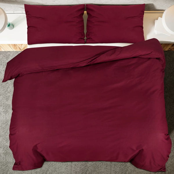 vidaXL Duvet Cover Set Burgundy 260x240 cm Lightweight Microfiber