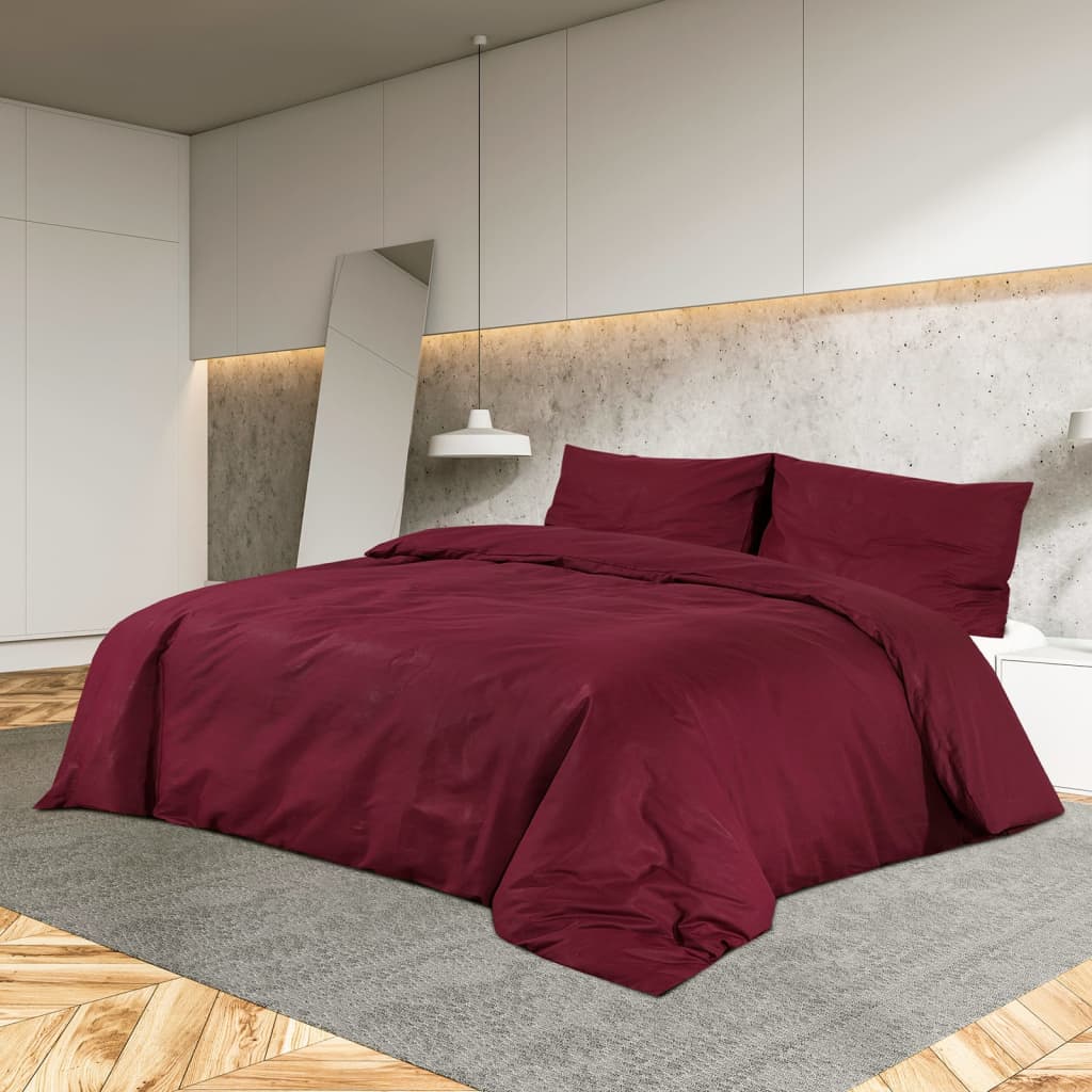 vidaXL Duvet Cover Set Burgundy 260x240 cm Lightweight Microfiber
