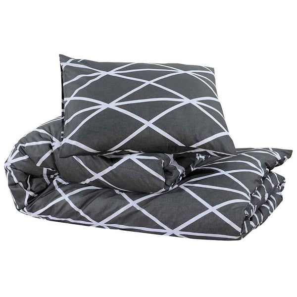 vidaXL Duvet Cover Set Grey 140x200 cm Cotton