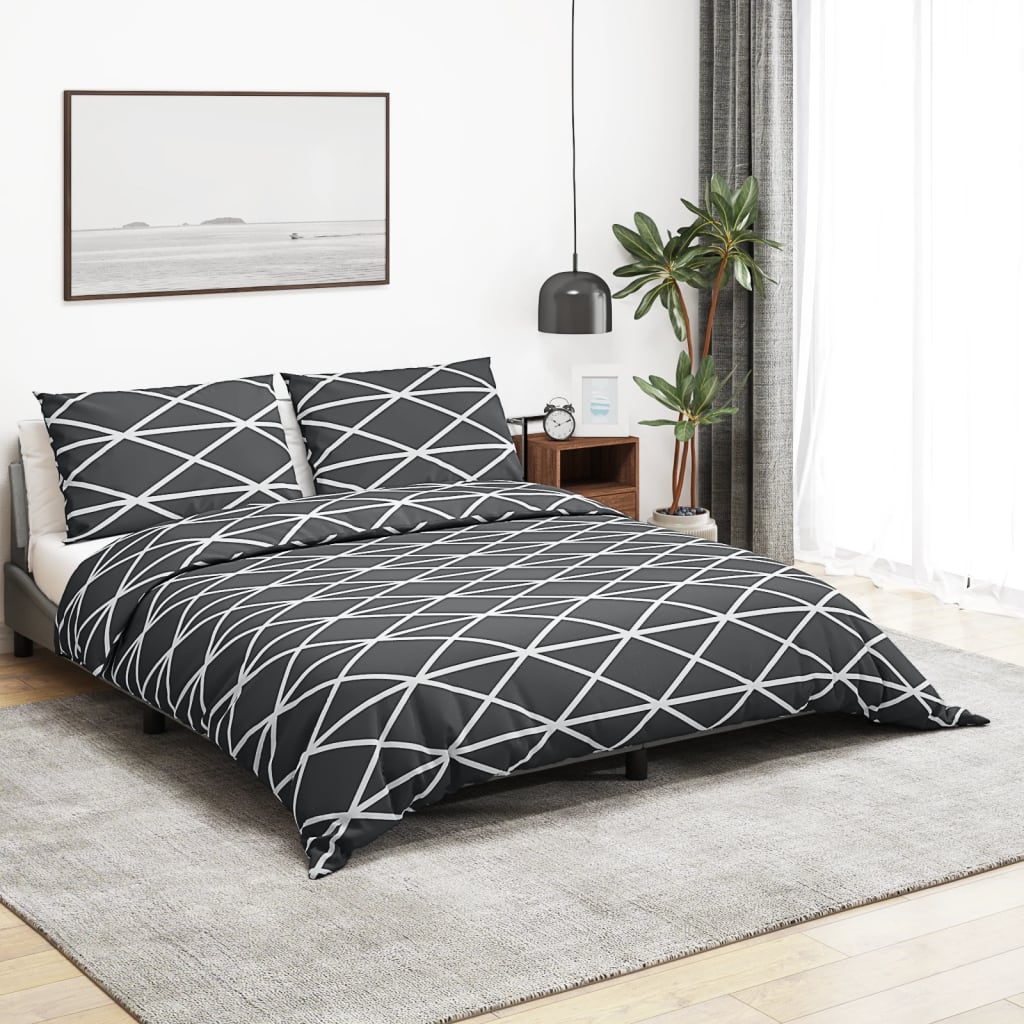 vidaXL Bedding Set Grey 135x200 cm Cotton