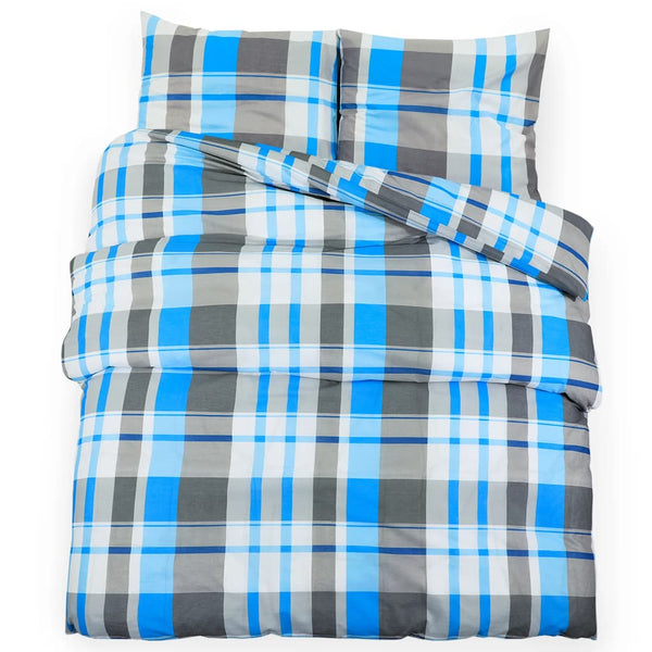 vidaXL Bed Linen Set Blue and Grey 240x220 cm Cotton