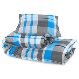 vidaXL Bed Linen Set Blue and Grey 240x220 cm Cotton