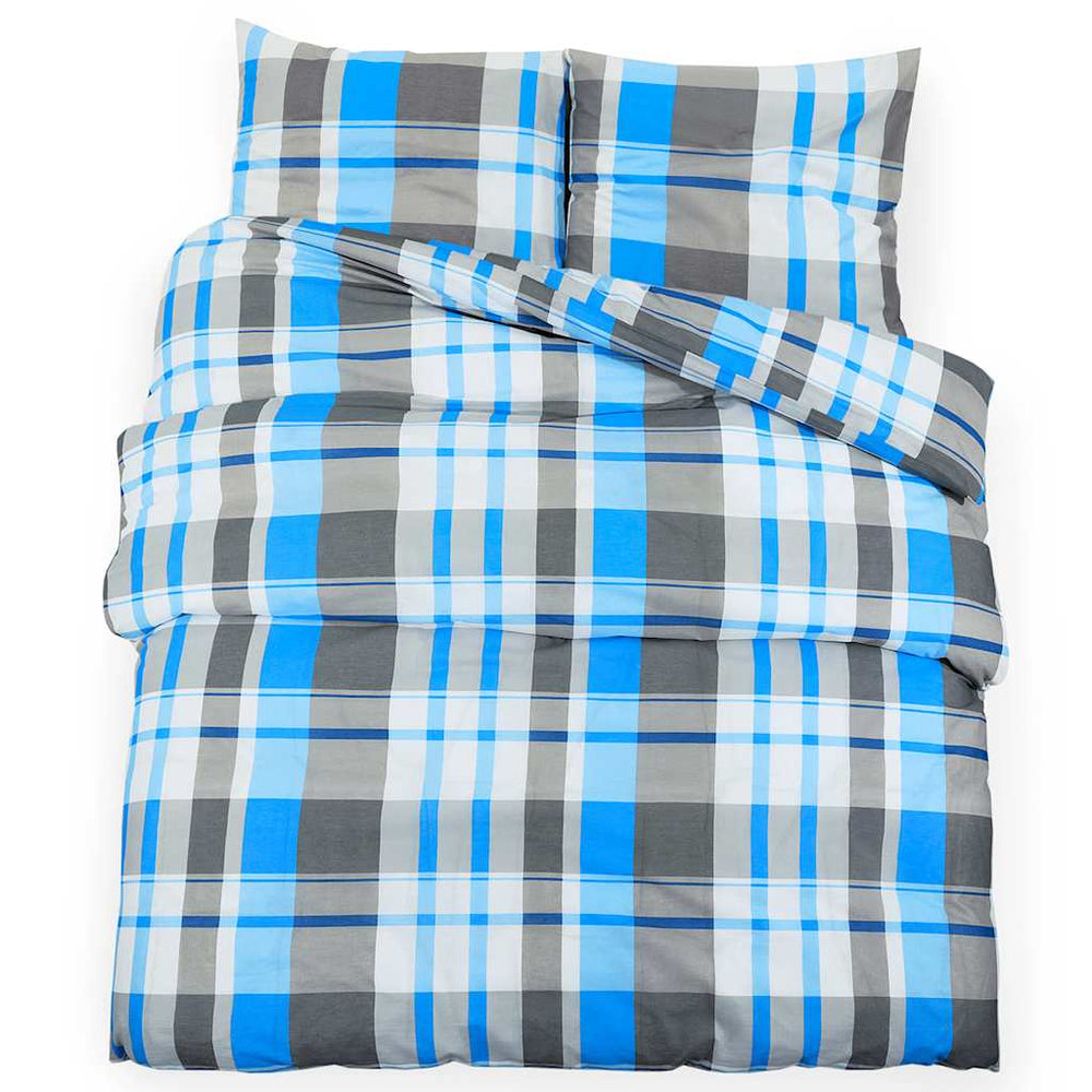 vidaXL Duvet Cover Set Blue and Grey 260x240 cm Cotton