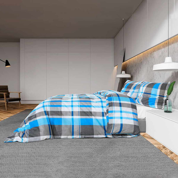 vidaXL Duvet Cover Set Blue and Grey 260x240 cm Cotton