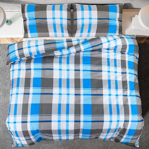 vidaXL Duvet Cover Set Blue and Grey 260x240 cm Cotton