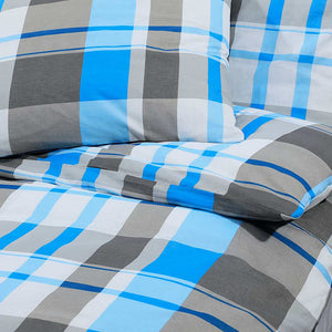 vidaXL Duvet Cover Set Blue and Grey 260x240 cm Cotton