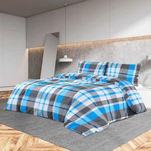 vidaXL Duvet Cover Set Blue and Grey 260x240 cm Cotton
