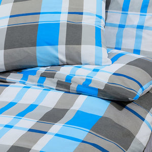 vidaXL Duvet Cover Set Blue and Grey 135x200 cm Cotton